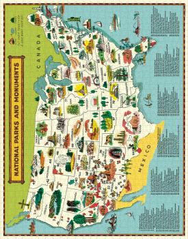 "Nationalparkkarte" Cavallini Vintage Puzzle, 1000 Teile